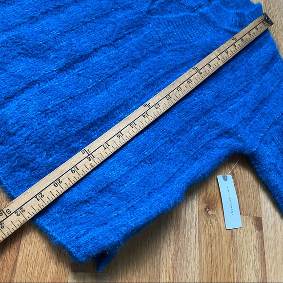 Anthropologie Pilcro NEW Maggie Blue Fuzzy Cozy V-neck Sweater - Picture 14 of 14